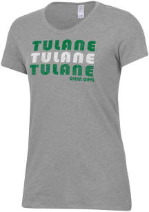 Alternative Apparel Tulane Green Wave Womens Grey Keepsake Short Sleeve T-Shirt
