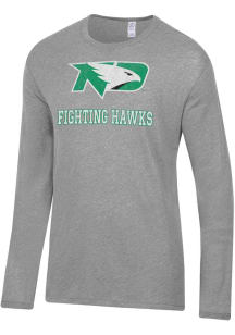 Alternative Apparel North Dakota Fighting Hawks Grey Keeper Long Sleeve Fashion T Shirt