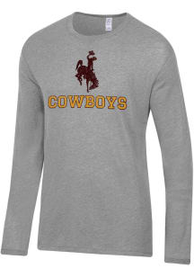 Alternative Apparel Wyoming Cowboys Grey Keeper Long Sleeve Fashion T Shirt