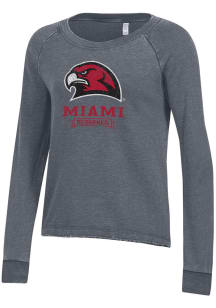 Alternative Apparel Miami RedHawks Womens Black Lazy Day Crew Sweatshirt