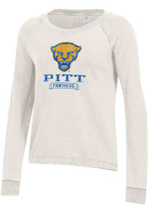 Womens Pitt Panthers Ivory Alternative Apparel Lazy Day Crew Sweatshirt