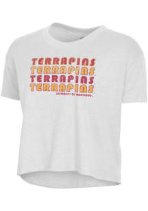 Maryland Terrapins White Alternative Apparel Headliner Crop Short Sleeve T-Shirt