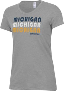 Alternative Apparel Michigan Wolverines Womens Grey Keepsake Short Sleeve T-Shirt