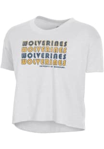 Alternative Apparel Michigan Wolverines Womens White Headliner Crop Short Sleeve T-Shirt