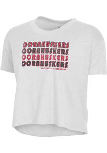 Nebraska Cornhuskers White Alternative Apparel Stacked Headliner Crop Short Sleeve T-Shirt