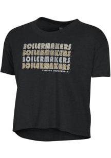 Purdue Boilermakers Black Alternative Apparel Headliner Crop Short Sleeve T-Shirt