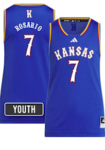Kohl Rosario  Adidas Kansas Jayhawks Youth NIL Name And Number Blue Basketball Jersey