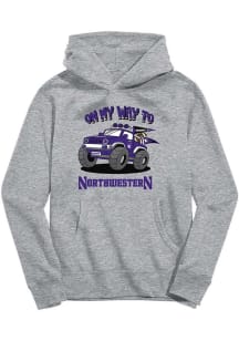 Youth Northwestern Wildcats Grey Vive La Fete On My Way Long Sleeve Hooded Sweatshirt