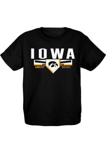 Youth Black Iowa Hawkeyes Big Ten Baseball Short Sleeve T-Shirt
