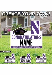 White Northwestern Wildcats Personalized Congratulations Grad Yard Sign