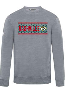 Levelwear Nashville Predators Mens Grey Zane Sweater Block Long Sleeve Crew Sweatshirt