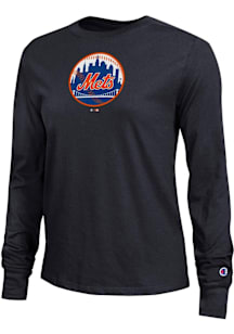 Champion New York Mets Womens Black Core LS Tee