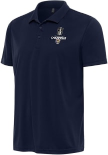 Antigua Florida Panthers Mens Navy Blue 2025 Stanley Cup Champs Flex Short Sleeve Polo