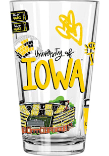 Iowa Hawkeyes 16oz Pint Glass - Black