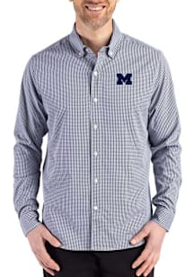 Cutter and Buck Michigan Wolverines Mens Navy Blue Skyline Long Sleeve Dress Shirt