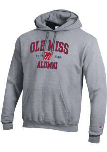 Champion Ole Miss Rebels Mens Grey Est Alumni Powerblend Long Sleeve Hoodie