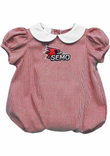 Vive La Fete Southeast Missouri State Redhawks Baby Red Gingham Collar Short Sleeve One Piece