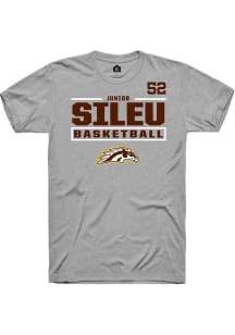 Junior Sileu Rally Mens Grey Western Michigan Broncos NIL Stacked Box Player T Shirt