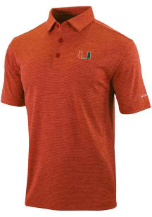 Columbia Miami Hurricanes Mens Orange Heat Seal Omni Wick Set Short Sleeve Polo