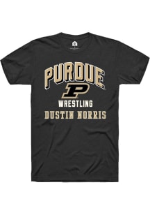 Dustin Norris Rally Mens Black Purdue Boilermakers NIL Arch Logo Player T Shirt