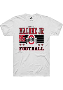 Tywone Malone jr Rally Mens White Ohio State Buckeyes NIL Striped Player T Shirt