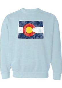 Summit Sportswear Colorado Mens Light Blue Flag Long Sleeve Crew Sweatshirt