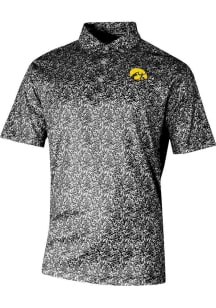 Mens Iowa Hawkeyes Black Columbia Heat Seal Westside Country Short Sleeve Polo Shirt