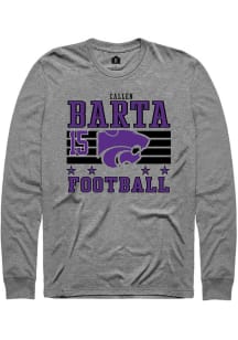Callen Barta Mens Grey K-State Wildcats NIL Striped Long Sleeve Player T Shirt