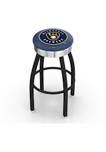 Milwaukee Brewers 3 Ring Chrome Seat Pub Stool - Black