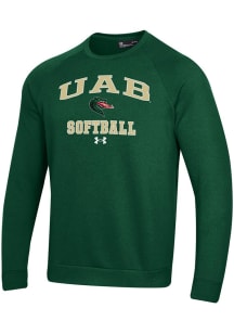 Under Armour UAB Blazers Mens Green Softball Rival Long Sleeve Crew Sweatshirt