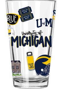 Michigan Wolverines 16oz Pint Glass - Blue