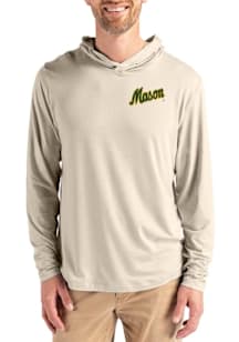 Cutter and Buck George Mason University Mens Oatmeal Vault Coastline Eco Long Sleeve Lightweight H..