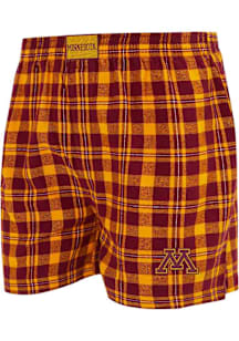 Concepts Sport Minnesota Golden Gophers Mens Gold Plaid Hawthorn Boxer Shorts