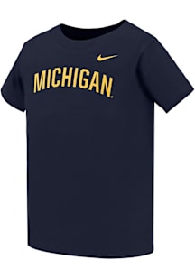Nike Michigan Wolverines Toddler Navy Blue Arched Wordmark Short Sleeve T-Shirt