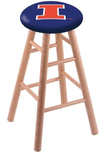 Brown Illinois Fighting Illini Round Cushion Oak Pub Stool