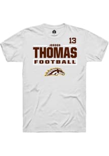 Jordon Thomas White Western Michigan Broncos NIL Stacked Box Short Sleeve T Shirt
