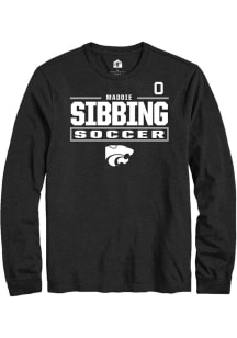 Maddie Sibbing Mens Black K-State Wildcats NIL Stacked Box Long Sleeve Player T Shirt