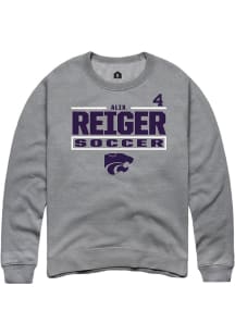 Alix Regier Mens Graphite K-State Wildcats NIL Stacked Box Long Sleeve Player T Shirt