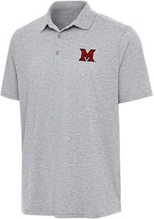 Antigua Miami RedHawks Mens Grey Par 3 Short Sleeve Polo