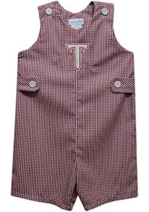 Vive La Fete Troy Trojans Toddler Cardinal Gingham Overalls