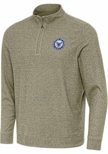 Antigua Navy Mens Olive Subtle Long Sleeve Qtr Zip Pullover