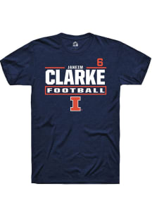 Jaheim Clarke Rally Mens Navy Blue Illinois Fighting Illini NIL Stacked Box Player T Shirt