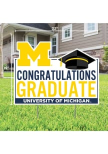 White Michigan Wolverines Congratulations Graduate Yard Sign