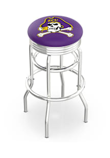 East Carolina Pirates Double-Ring Swivel Chrome Pub Stool - Black