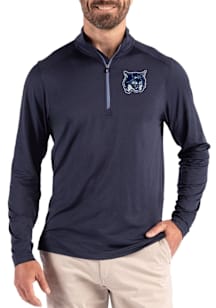 Cutter and Buck New Hampshire Wildcats Mens Navy Blue Vault Coastline Long Sleeve Qtr Zip Pullover
