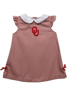 Vive La Fete Oklahoma Sooners Toddler Girls Crimson Gingham Short Sleeve Dress