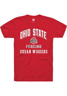 Susan Wiggers Rally Mens Red Ohio State Buckeyes NIL Arch Logo Player T Shirt