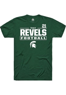 Tracy Revels Rally Mens Green Michigan State Spartans NIL Stacked Box Player T Shirt