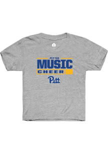 Peyton Music Youth Grey Pitt Panthers NIL Stacked Box Short Sleeve Player T-Shirt