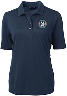 Cutter and Buck New York City FC Womens Navy Blue Virtue Eco Pique Short Sleeve Polo Shirt